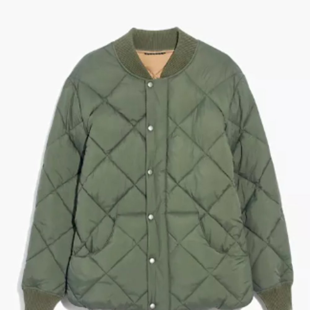 Quilted Carbon Puffer Bomber Jacket